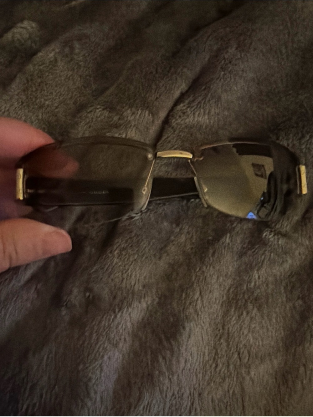 Gucci Brown and Gold Rimless Sunglasses